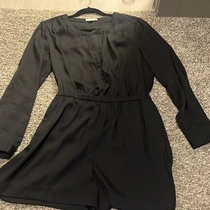 Black Silk Long Sleeve Romper